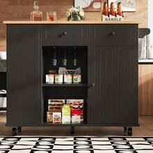 Mobile Storage Islands - Black + MDF+Metal - View 4