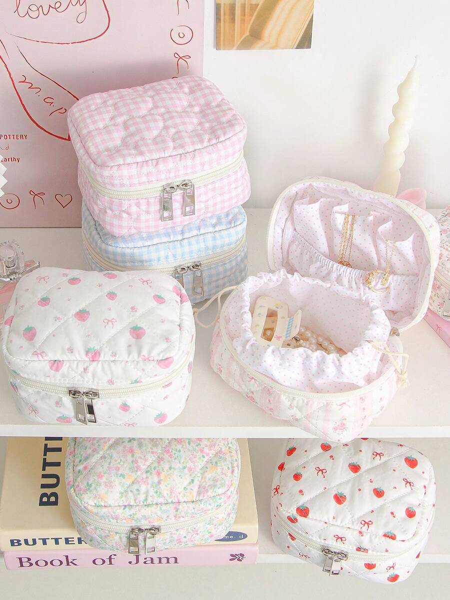 1 Túi đựng trang sức nhiều ngăn in họa tiết hoa nhí, túi đựng nhẫn, dây chuyền, mặt dây chuyền, túi đựng trang sức có khóa kéo đa năng dùng để đựng dây chuyền, vòng tay, bông tai, nhẫn, trâm cài, kẹp tóc, son môi - Lý tưởng cho du lịch, tiệc tùng, sinh nhật, kỳ nghỉ, phụ kiện du lịch, phụ kiện nữ, hộp đựng trang sức cho phụ nữ, đồ dùng cần thiết khi đi du lịch, quà tặng cho mẹ, quà tặng cho phù dâu, quà sinh nhật, quà Valentine - Nhiều màu - Xem 1