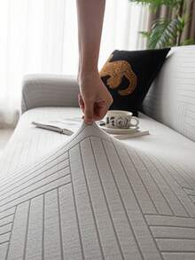 1件纯色提花弹力沙发套，防水面料，适用于客厅、卧室、餐厅、户外，适合1/2/3/4人沙发，带防滑条，可水洗，四季皆宜的ins风设计。 - 淺灰色 - 查看 9