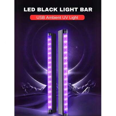 aiinnew Bộ 2 đèn LED UV tím ánh sáng đen, công suất 10W, dùng nguồn USB, dài 30cm, thích hợp cho thảm huỳnh quang, áp phích, sơn xe, tủ và kệ trưng bày, lắp đặt bằng vít, dễ sử dụng.
