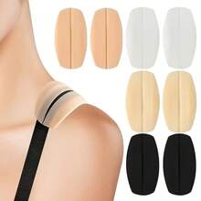 6pcs Silicone Shoulder Strap Non-Slip Pads, Bra Strap Holder, Invisible Pressure-Relieving Shoulder Cushions, Bra Strap Clips In Multiple Colors - Black+White+Skin Color 3 Pairs - View 4