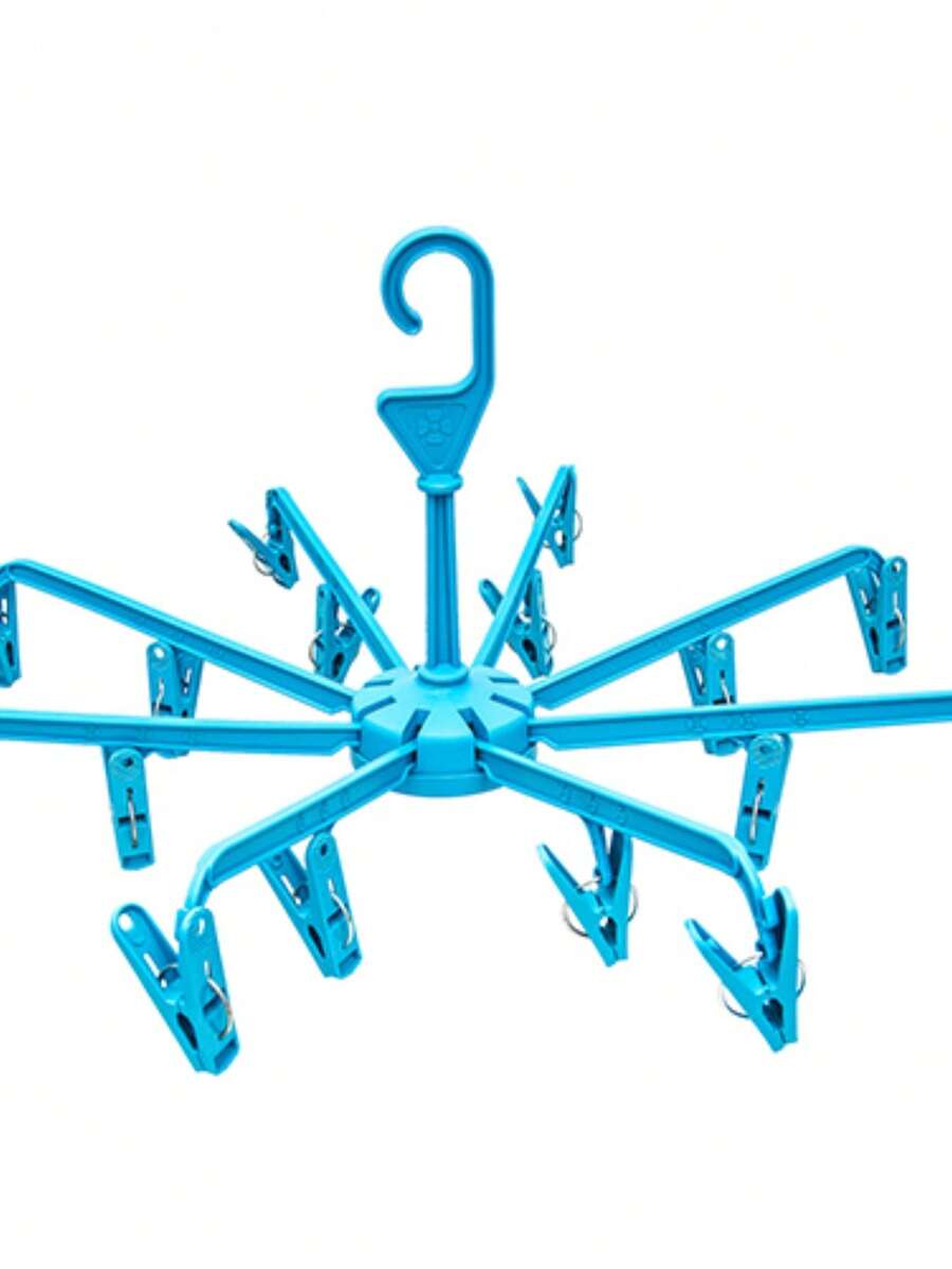 Folding Umbrella Clothesline With 16 Clothespins In Beautiful Colors - Màu xanh lam - Xem 1