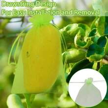 100PCS Reusable Fruit Protection Mesh Bags With Drawstring Insect Proof Pest Barrier Breathable Net Covers For Grapes Tomatoes Bananas Peaches Apples Flowers Plants Garden Orchard Protection Supplies - Green - View 6