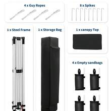 Cenador plegable de 3 x 3 m - Montaje instantáneo, patas angulares resistentes - Refugio portátil emergente para jardín, patio, playa y fiestas - Incluye bolsa de transporte y cubierta de 2,4 x 2,4 m - A - Ver 7