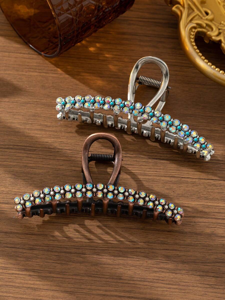 欧美波西米亚风单件装女士复古时尚个性化水钻串珠发夹，水钻在阳光和灯光下会反射出不同的颜色，适合长发女孩四季佩戴。