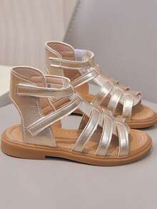 1 Pair Girls' Gold Fashion Versatile Comfortable Stylish Roman Sandals - Gold - View 5