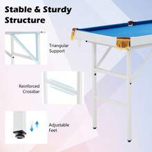 COSTWAY 48" Folding Billiards Table With Accessory Set, 4 FT Portable Game Pool Table With 2 Cue Sticks, 2 Cue Chalks, 16 Balls, Blue - Azul - Ver 7