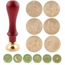 7pcs Set (6pcs Stamp Heads + 1pc Handle), Plant Leaf & Floral Pattern Wax Seal Stamp Kit - Set 6 - View 10