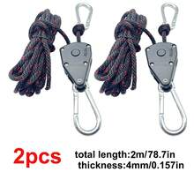 Cuerda de sujeción para tienda de campaña de 4 mm, tensor de cuerda, polea de fijación, colgadores de trinquete, gancho para toldo, hebilla para toldo, herramienta de tensado de cuerda. - 2 m 2 piezas - Ver 7