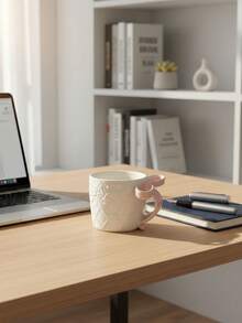 1 pieza Taza cerámica 3D linda con lazo - Cinta rosa/azul, apta para café, té y uso diario - Multicolor - Ver 3