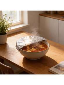 45片装铝箔保温盖 - 铝箔盖，厨房保鲜隔热膜盖，适用于碗、盘、碟 - 保温保鲜，防虫防尘，轻便防护盖，优质铝箔纸 - 銀色 - 查看 9