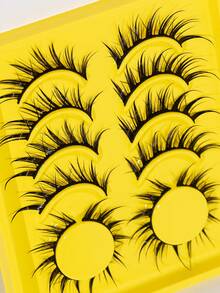 6对湿润狐狸眼假睫毛，动漫假睫毛，角色扮演假睫毛，戏剧性假睫毛，湿睫毛嫁接化妆工具 - 条状假睫毛 - 黑色 - 查看 6