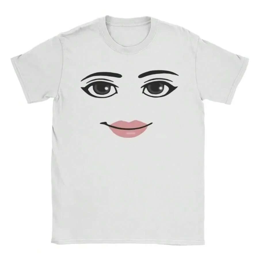 Novelty Robloxs Face Game Meme Graphic T Shirts Men Women Fashion Short Sleeve T-Shirts Unisex High Quality Tops - Black2 - View 1
