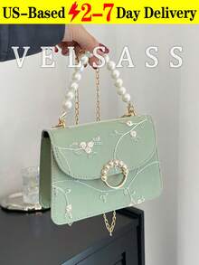 Fashion Chain Handbag Floral Shell Crossbody Bag Women Shoulder Bag , Green - màu xanh lá - Xem 11