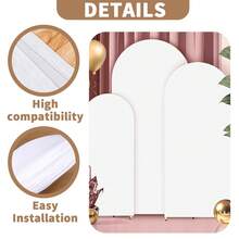 Arched Elastic Fabric Backdrop, Arched Backdrop Cover, Suitable For Birthday Decorations, Wedding Arch Decorations, Party Decorations, Arch Frame Decorations, Party Supplies, Baby Shower Party Supplies, Center Pieces For Tables, Balloon Arch Stands, Bridal Showers, And Metal Arches For Globos (Backdrop Only, Arch Frame Not Included) - 白色拱門背景罩 - 查看 3