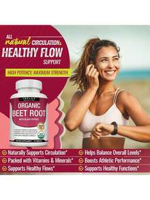 Organic Beet Root Powder Tablets - 2040mg Natural Nitric Oxide Beets To Support, Energy, Black Pepper Better Absorption, Non-GMO, For Men Women, 90 Tablets - V1 - View 3