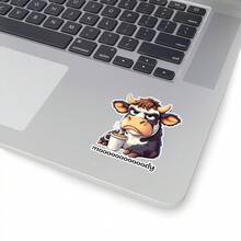 3/6/12pcs Cute Bull Stickers, Funny Cartoon Style Stickers For Phone, Notebook, Office, Versatile Use - White Background - View 1