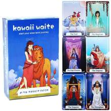 Kawaii Waite Tarot Cards, 78 Cards, Approx. 10X6.5cm, Tabletop Game Cards, Romantic Healing Vibes, Festive Atmosphere, Stress-Free Fun, Suitable For Weddings, Music Festivals, Halloween, Christmas, Valentine's Day, Ramadan, Easter, April Fools - 1pcs - View 2