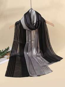 1pc/Pack All-Season New Lightweight Chiffon Gradient Color Long Scarf Shawl Sun Protection Hijab For Women, Suitable For Daily Use - Multicolor - View 7