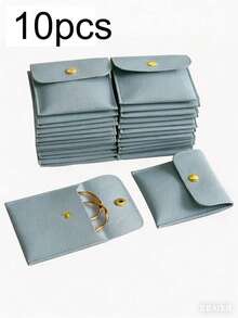 1/5/10pcs Faux Leather Jewelry Pouches With Snap Closure, Luxury Gift Bags For Earrings, Necklaces, Bracelets And Rings Storage - Multicolor - View 17