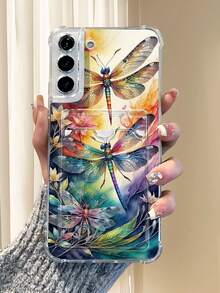 1PC Arte acuarela de libélulas coloridas y flores de ensueño: Funda transparente tipo billetera, protección completa para la cámara, compatible con iPhone 17/16/15/14/13/12/11/Pro/ProMax, compatible con Galaxy A54/S24 Ultra/Plus, compatible con Moto/Galaxy/Redmi/Honor/OPPO, a prueba de golpes y almacenamiento, diseño minimalista - transparente - Ver 8