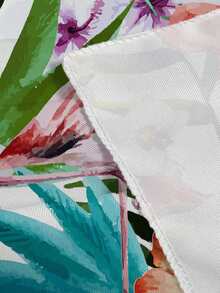 1pc Tropical Floral Flamingo Pattern Tablecloth, Modern Polyester Rectangular/Round Waterproof Tablecloth, Digital Printing Suitable For Living Room, Outdoor Dining Table, Small Round Table - Multicolor - View 5