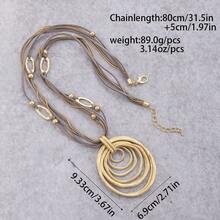 1件欧美多层几何椭圆形吊坠项链，波浪形设计，时尚夏季风格，适合日常和度假佩戴 - 彩色 - 查看 4