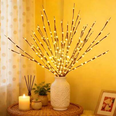 1pc/3pcs LED Tree Simulation Tree Lamp Branch Light, Room-Warming Glow Tree Vase Decor Light, Battery-Powered (Battery Not Included), Decorative Lamp For Weddings, Proposal Scenes, Living Rooms, And Dining Table Decorations