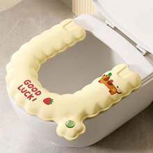 1pc Waterproof Printed Toilet Seat Cushion, Cute Animal Pattern Anti-Slip Adhesive Toilet Seat Cover - Multicolor - View 8