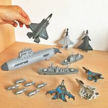 Toys Boys Love: Missile Submarine Model + 6 Fighter Jets + 2 Aircraft Carriers - Light Grey - View 4