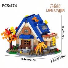 Retro Forest Cabin Set, Building Block Ornament, DIY Building Block Assembly, Building Block Toy, Stress-Relief Building Blocks, Suitable As A Desk Ornament, Easter Gift, Birthday Gift. - Multicolor - View 14
