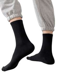 5/10/20 双装加厚黑白男士冬季袜子，时尚休闲舒适，适合户外运动、跑步、健身，压缩膝袜，商务休闲假日黑白中筒袜，圣诞节、感恩节、新年节日礼物（加厚款），适合鞋码（35-39/39-42） - 彩色 - 查看 2