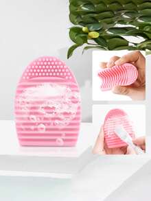 1/2pcs Makeup Brush Cleaning Tool, Handheld Silicone Brush Cleansing Egg, Cosmetic Brush Cleaning Tool, Portable Brush Cleaner, Cleaning Mat, Makeup Tools - Multicolor - View 2