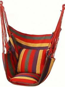 Hammock Swing Chair - Sturdy Metal Frame, Foldable, Portable, Supports Up To 500 Lbs, Comfortable Seating, Ideal For Patios And Lawns, Cotton Blend Fabric, Suitable For Indoor/Outdoor Use. Designed For Bedrooms, Outdoor Spaces, Patios, Balconies, Porches, And Decks. Hanging Hammock Chair With Rope Swing. - B - Xem 5