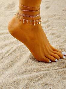 4pcs Butterfly Charm Anklet Copper Jewelry - Yellow Gold - View 5