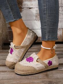 女士新款刺绣平底鞋 - 彩色 - 查看 1