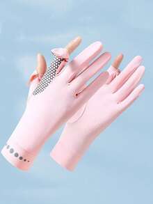 1 đôi găng tay dài hai ngón chống trượt bền chắc dành cho nữ, làm từ lụa băng, có nắp lật. - Nhiều màu - Xem 8