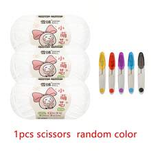 3pcs/Set Chenille Yarn Balls With Random Color Scissors, 100% Polyester DIY Craft Material Kit For Doll, Scarf, Bag Handmade Knitting - Multicolor - View 30