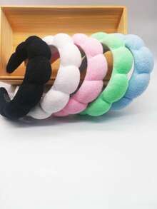 Soft Sponge Headband, Face Wash Wristband, Popular Headband Set, High Crown Sponge Braided Cloud Hair Hoop Accessories - Soft and Fluffy Clouds - View 5