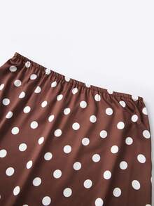 Women Lace Trim Satin Silk Midi Skirt Y2K Elegant Solid Color/Polka Dots Elastic Waist Irregular Hem Side Slit Bodycon Long Skirt Vintage A Line Going Out Skirts Party Club Beach Vacation Maxi Skirt Streetwear - 卡其色 - 查看 8