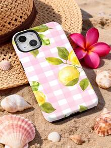 1pc Summer Vacation Style Lemon Pattern Glossy 2-In-1 Phirim Case Full Coverage Hard Phone Shell Compatible With Samsung/Compatible With IPhone 11/12/13/14/15/16/17 Pro Max - Multicolor - View 3