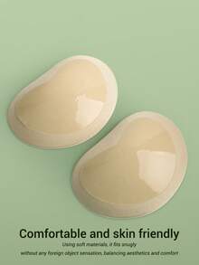 2片/套 隐形硅胶海绵胸垫，加厚自粘泳衣胸垫，隐形比基尼胸垫 - 杏色 - 查看 4