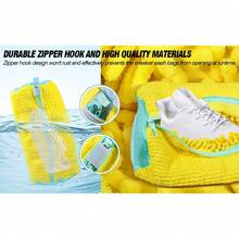 Túi đựng giày tái sử dụng được, phù hợp cho máy giặt và máy sấy, túi lót nhung mềm mại dùng để làm sạch nhiều loại giày, túi giặt tái sử dụng cho giày người lớn và trẻ em, túi đựng giày máy giặt của chúng tôi, thiết kế tối giản cho mùa xuân và mùa hè. - Màu vàng - Xem 12