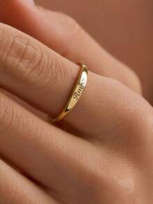 1pc Customizable Name Ring, Stackable Name Ring, Delicate Name Ring, Engraved Stackable Ring, Engraved Name Ring, Personalized Gift For Women, Mother's Day Gift - Multicolor - View 2