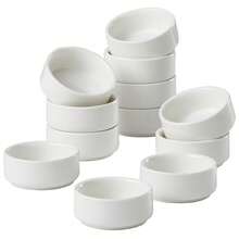 12Pcs Mini Ceramic Dipping Bowls, 2oz Small Sauce Dishes, Stackable White Porcelain Cups For Soy Sauce, Dessert & Condiments, Kitchen Essentials - 白色 - 查看 8