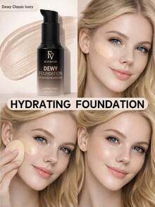 FV Full Coverage Foundation-Hydrating Dewy Glow Foundation Invisible Pore Concealer Non-Greasy Lightweight Natural Soft Brand Beauty Makeup Face Paint Cosmetic For Y2K Fancy Fashion Suitable For Birthday'S Day Gift Rave Party Ready Best Color - Dewy Classic Ivory - View 2