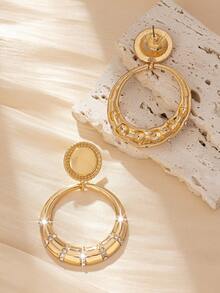 1 Pair Exaggerated Women's Rhinestone Dangle Earrings - Multicolor - View 4