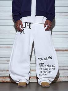 Modcrash 美国街头服饰品牌拼接男士个性化印花弯刀宽松舒适休闲阔腿裤（不含腰带和配饰）男士宽松版型，夏季度假装扮，复古美式，男女皆宜，宽松版型夏季服装——适合日常穿着和夏季度假装扮。 - 白色 - 查看 3