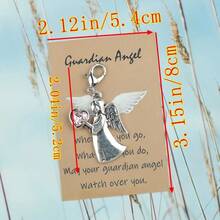 1pc/3pcs Crystal Heart Guardian Angel Blessing Card Silver-Plated Keychain Bag Charm, With Card For Girls - Multicolor - View 7