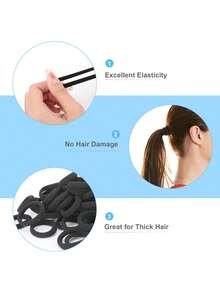 Minimalist Elastic Seamless Hair Ties, Suitable For Women's Daily Wear, Casual Ponytail Hair Ties, Hair Bands - Multicolor - View 6